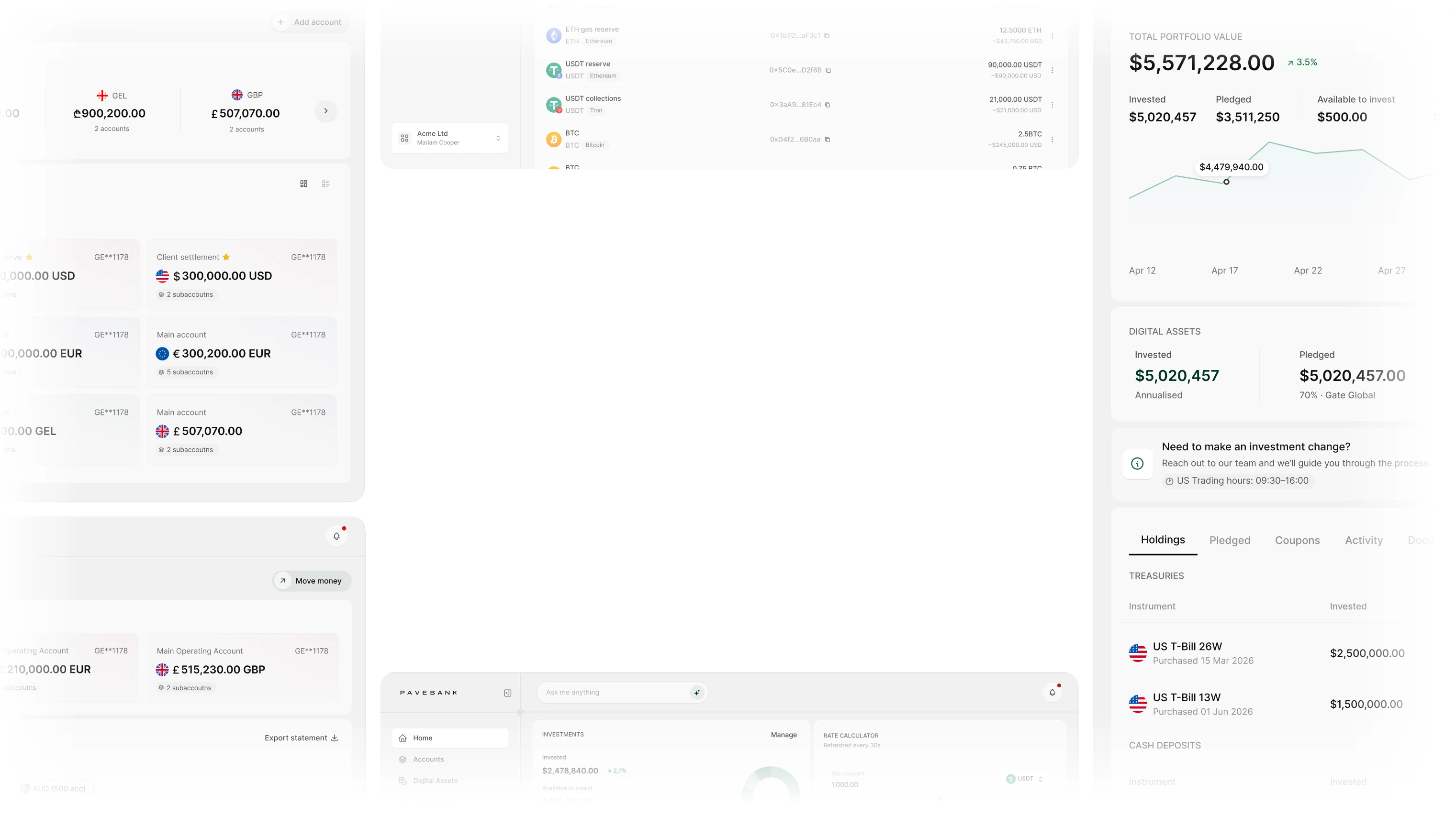 Pave Bank Web Banking mockup