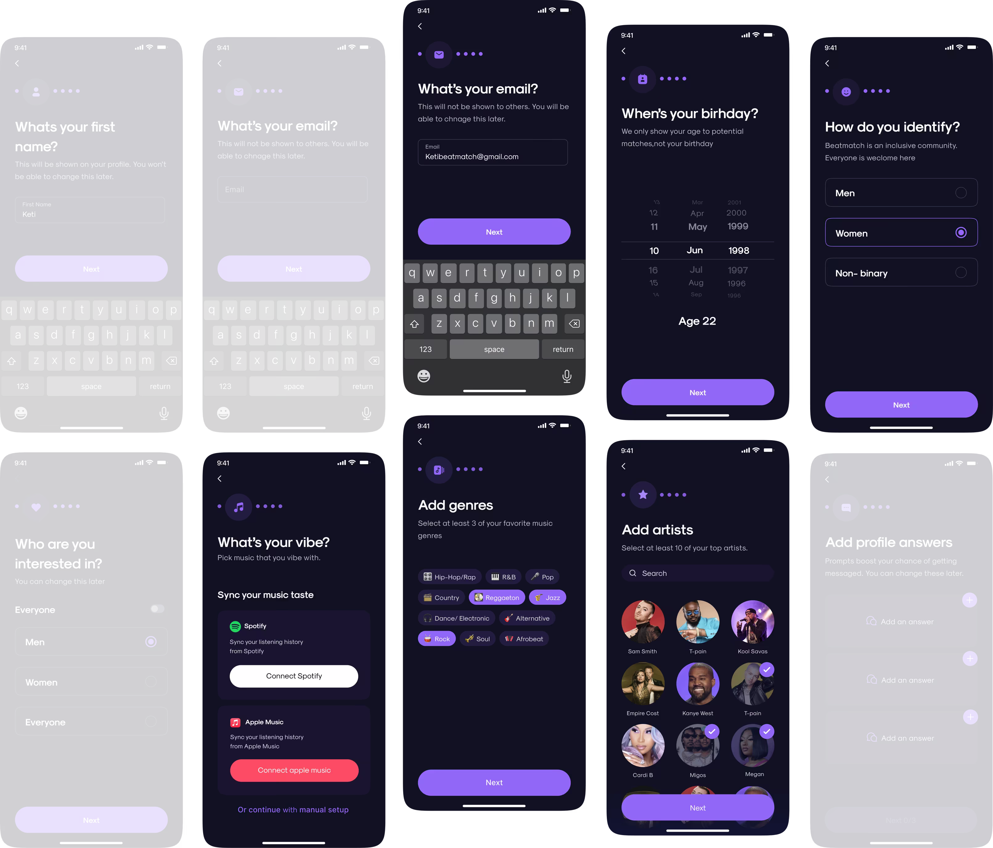 Onboarding screens